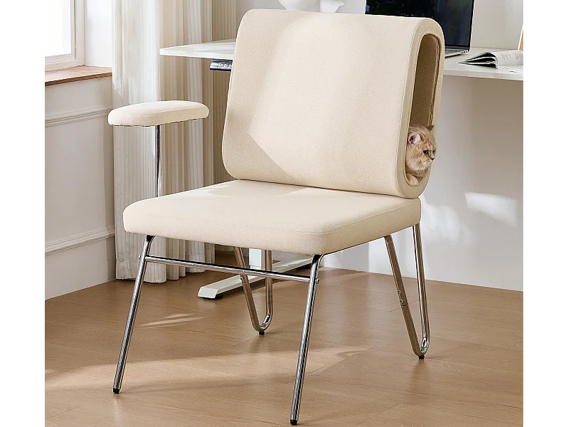Fauteuil met kattengat - brede fauteuil - verwisselbare armleuningen - beige