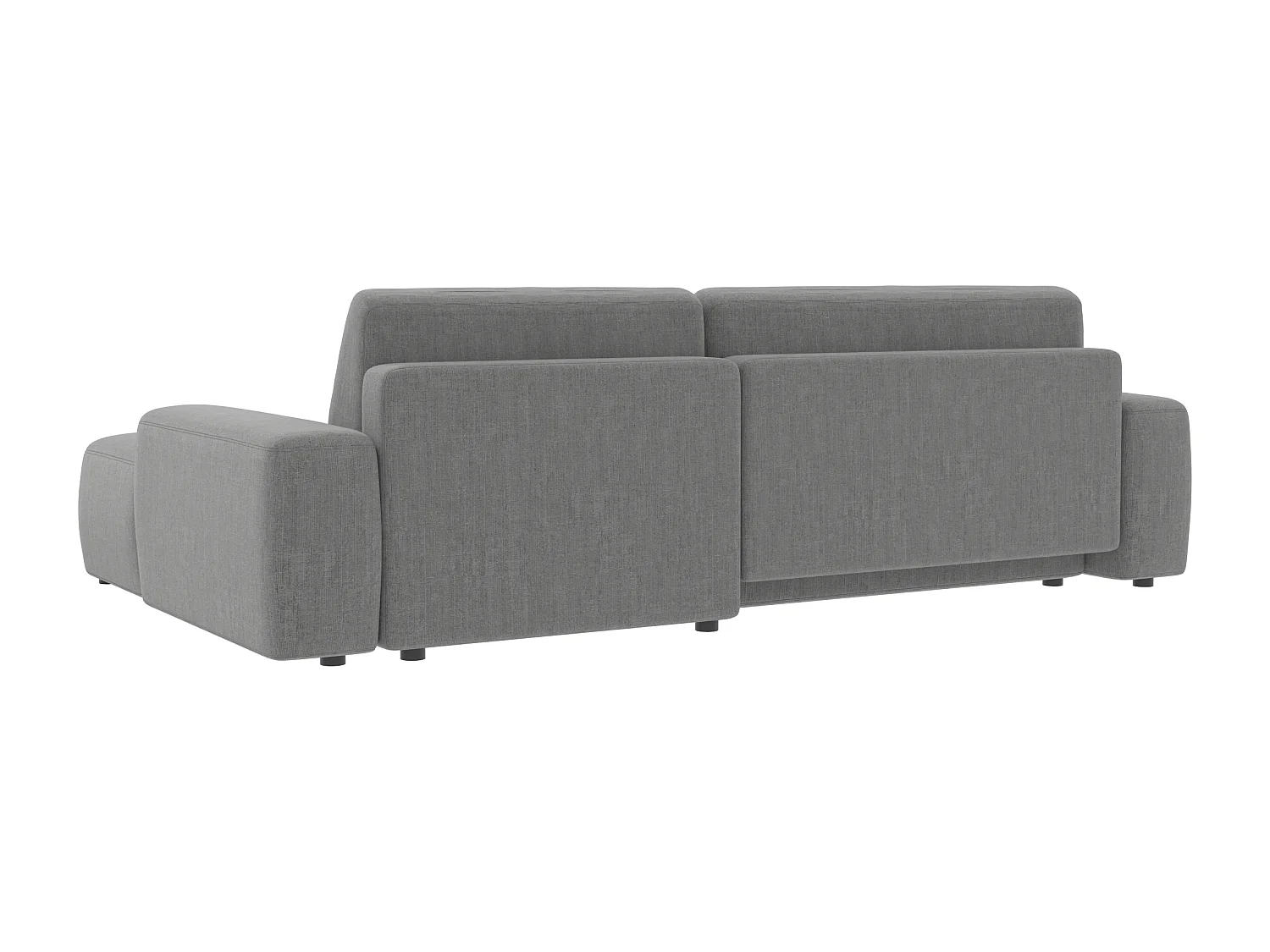 Canapé d’angle avec fonction lit et coffre de rangement en tissu velours gris clair, agréable confort d’assise ALWIN