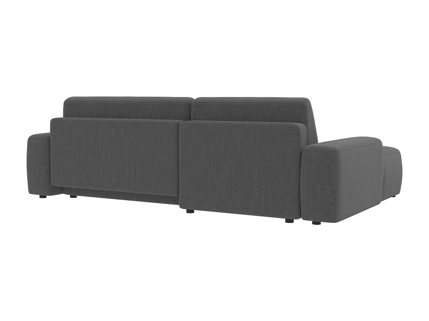 Canapé d’angle avec fonction lit et coffre de rangement en tissu velours gris, agréable confort d’assise ALWIN