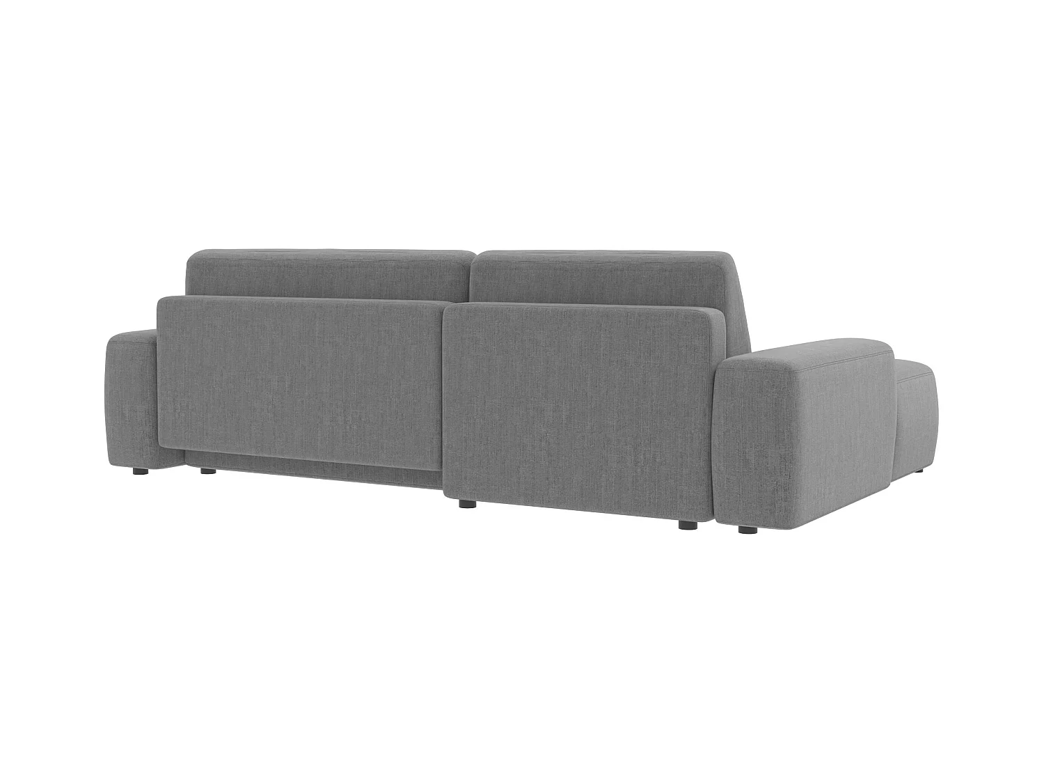Canapé d’angle avec fonction lit et coffre de rangement en tissu velours gris clair, agréable confort d’assise ALWIN