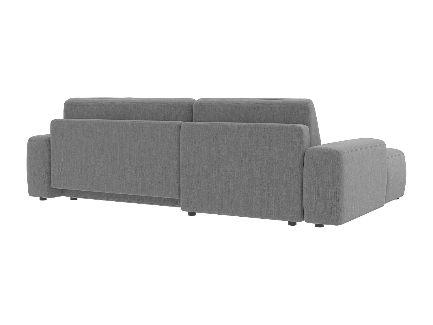 Canapé d’angle avec fonction lit et coffre de rangement en tissu velours gris clair, agréable confort d’assise ALWIN