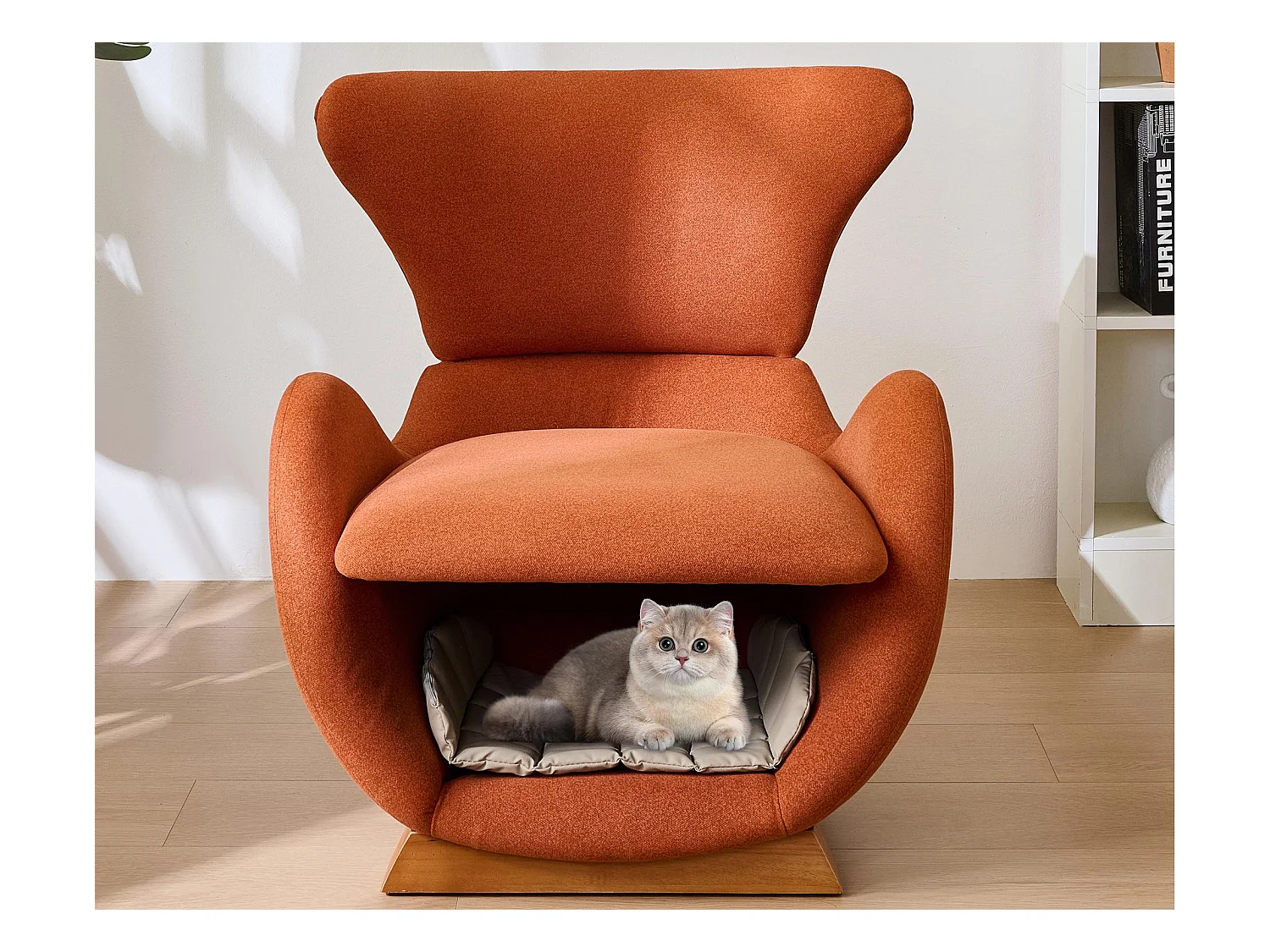 Fauteuil en forme de requin-baleine - adapté aux animaux - tissu résistant aux rayures - rouge