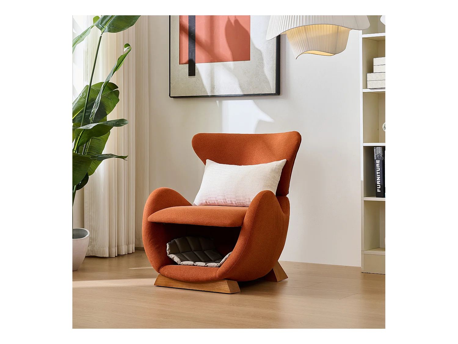 Fauteuil en forme de requin-baleine - adapté aux animaux - tissu résistant aux rayures - rouge