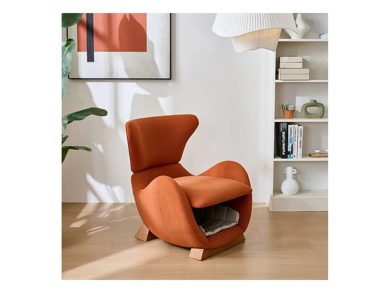 Fauteuil en forme de requin-baleine - adapté aux animaux - tissu résistant aux rayures - rouge