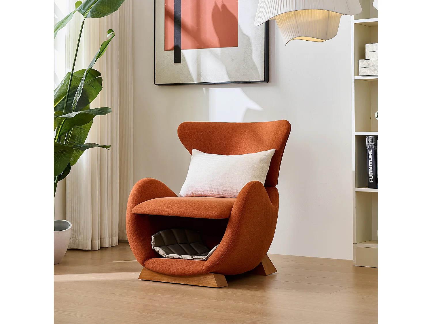 Walvishaai-fauteuil - geschikt voor huisdieren - krasbestendig stof - rood