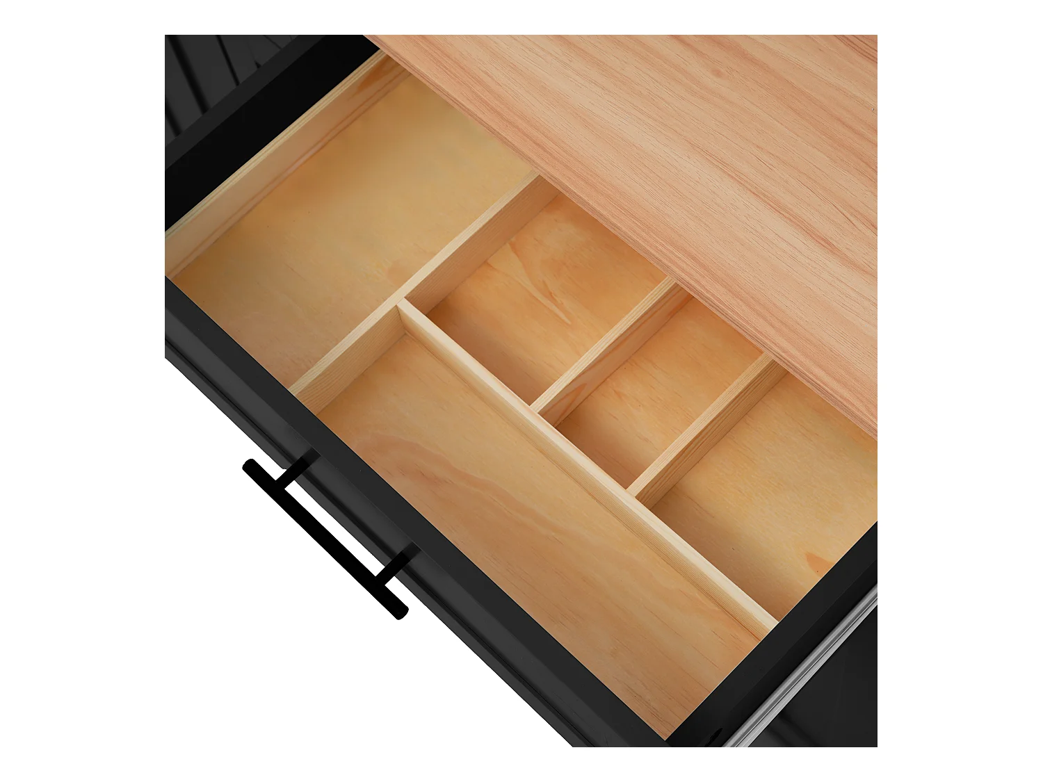 Ilot central de cuisine avec 2 tiroirs - Plateau extensible - pieds en roulettes ou en bois massif - Noir