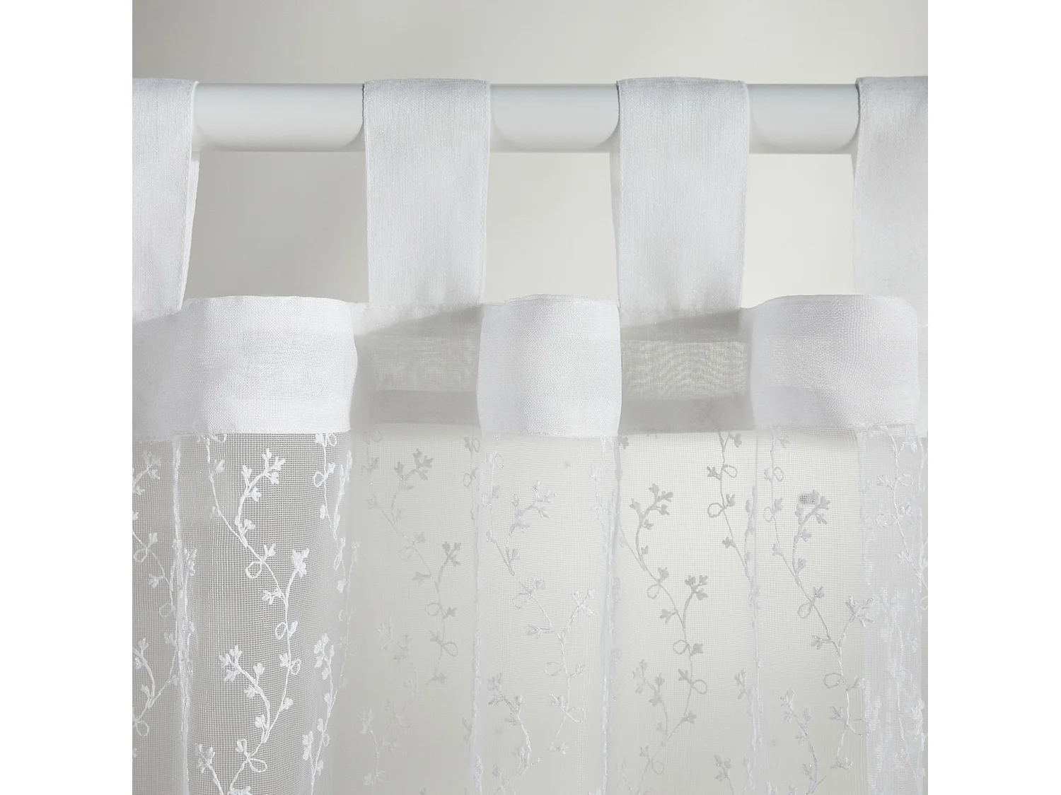 BESTICKTER VORHANG Lokos mittelweiß 140 x 250