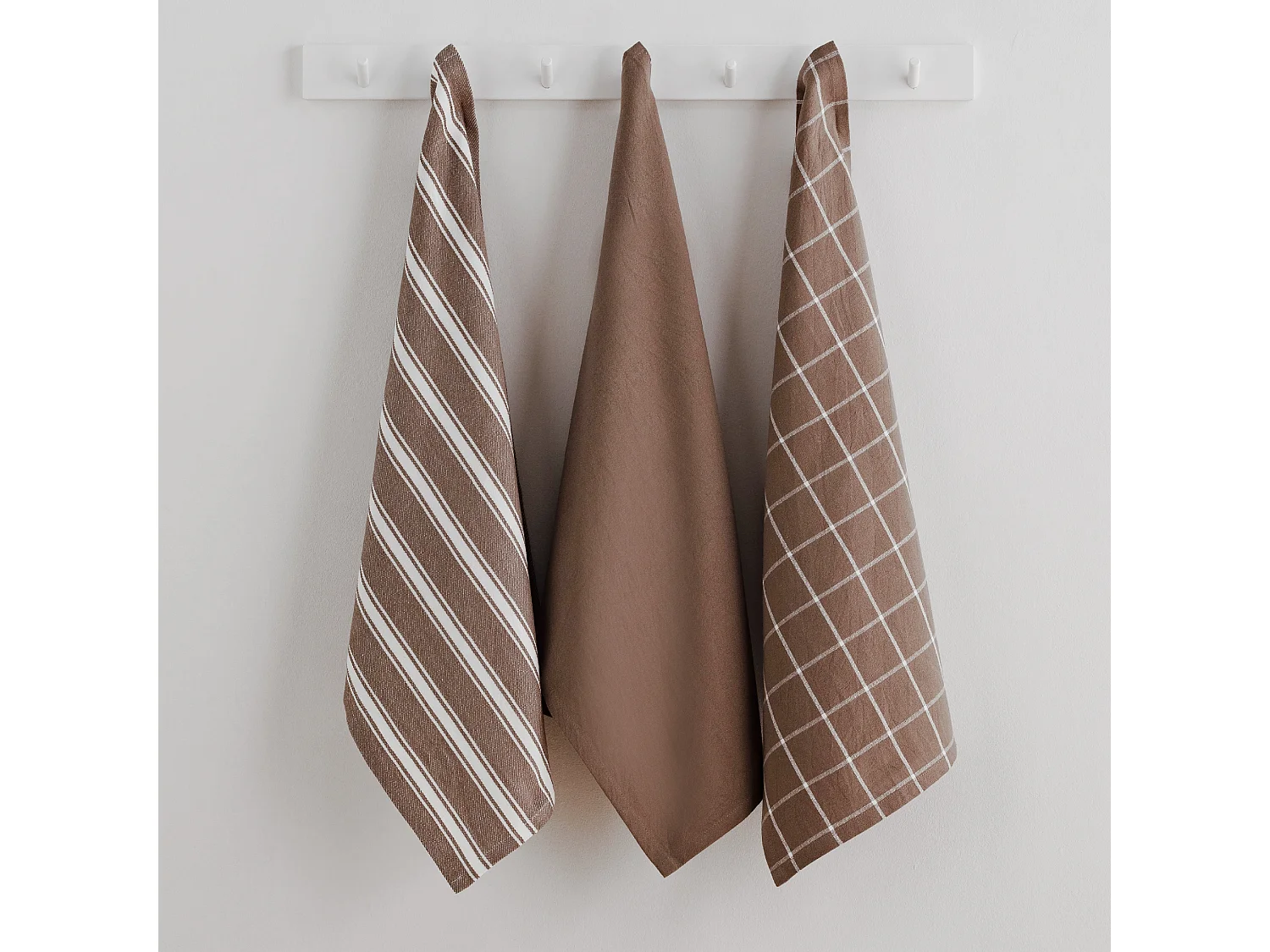 Geschirrtuch-Set Trio dunkelbeige 40 x 60