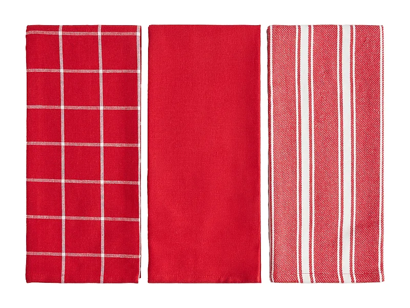 Küchenhandtuch-Set Trio mittelrot 40x60cm