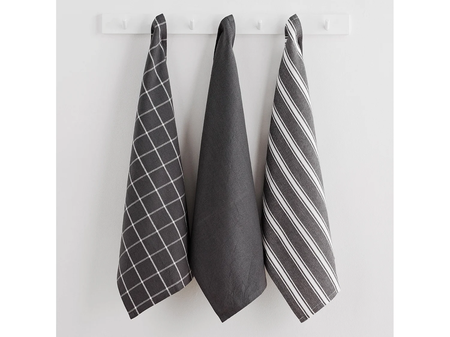 Geschirrtuch-Set Trio dunkelgrau 40 x 60 cm