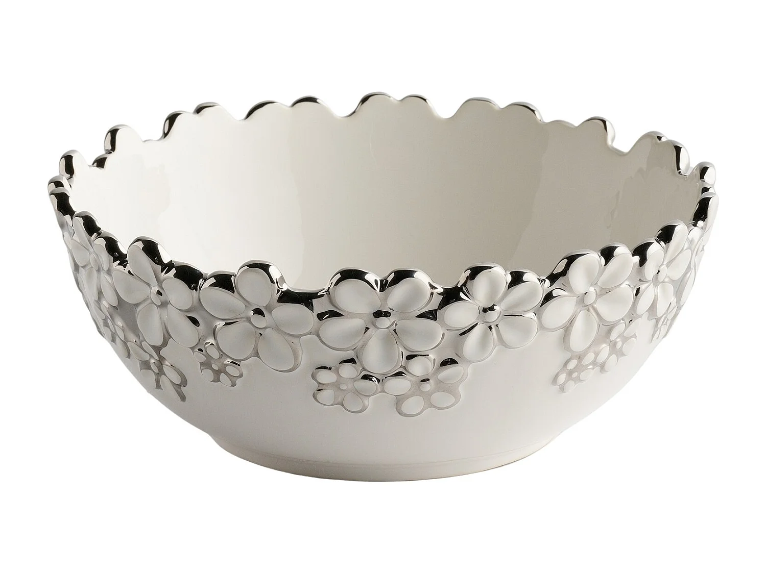 Bol Décoratif Flosales Blanc Moyen en Dolomite 9.5 x 24.5