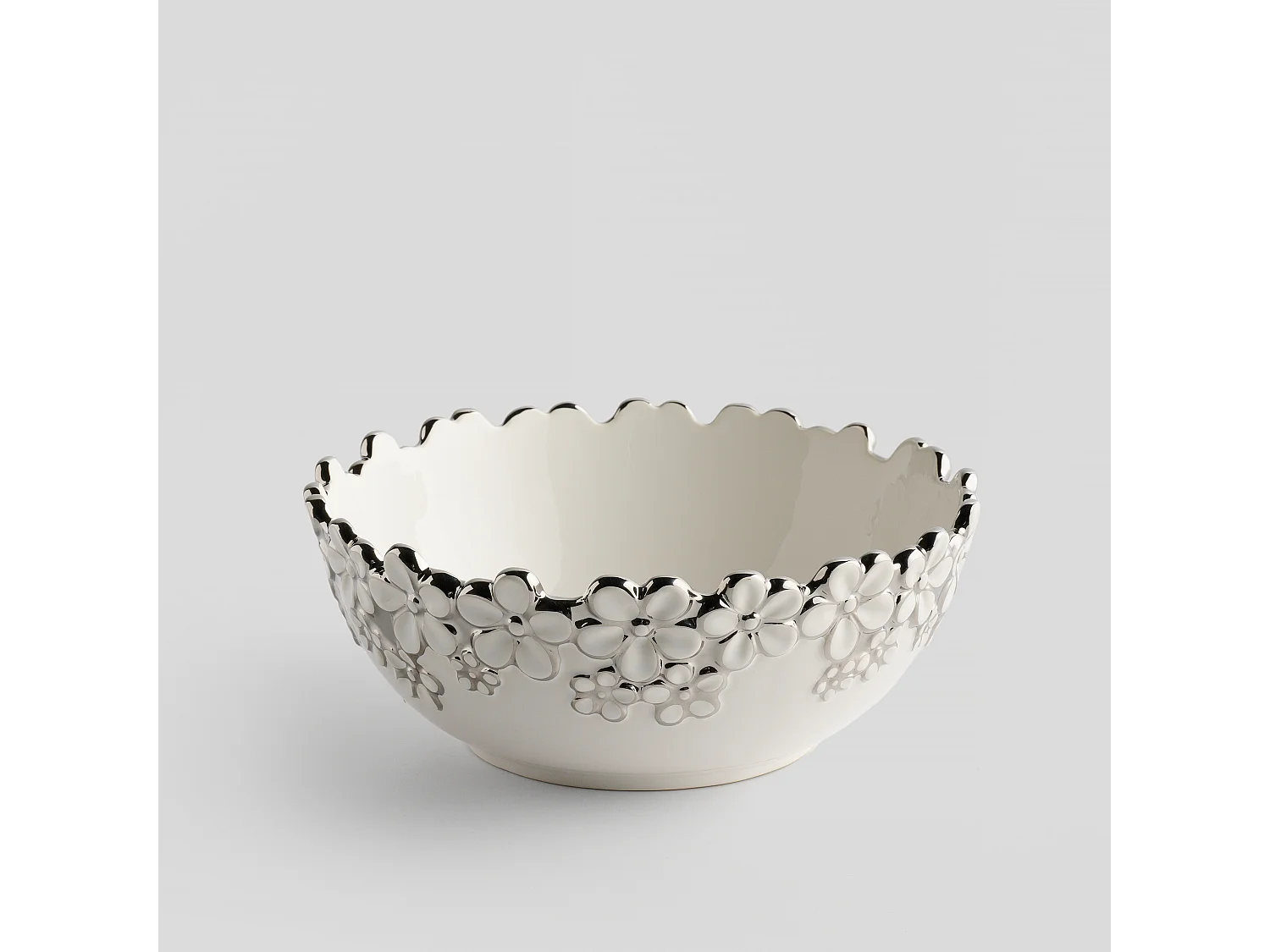 Bol Décoratif Flosales Blanc Moyen en Dolomite 9.5 x 24.5