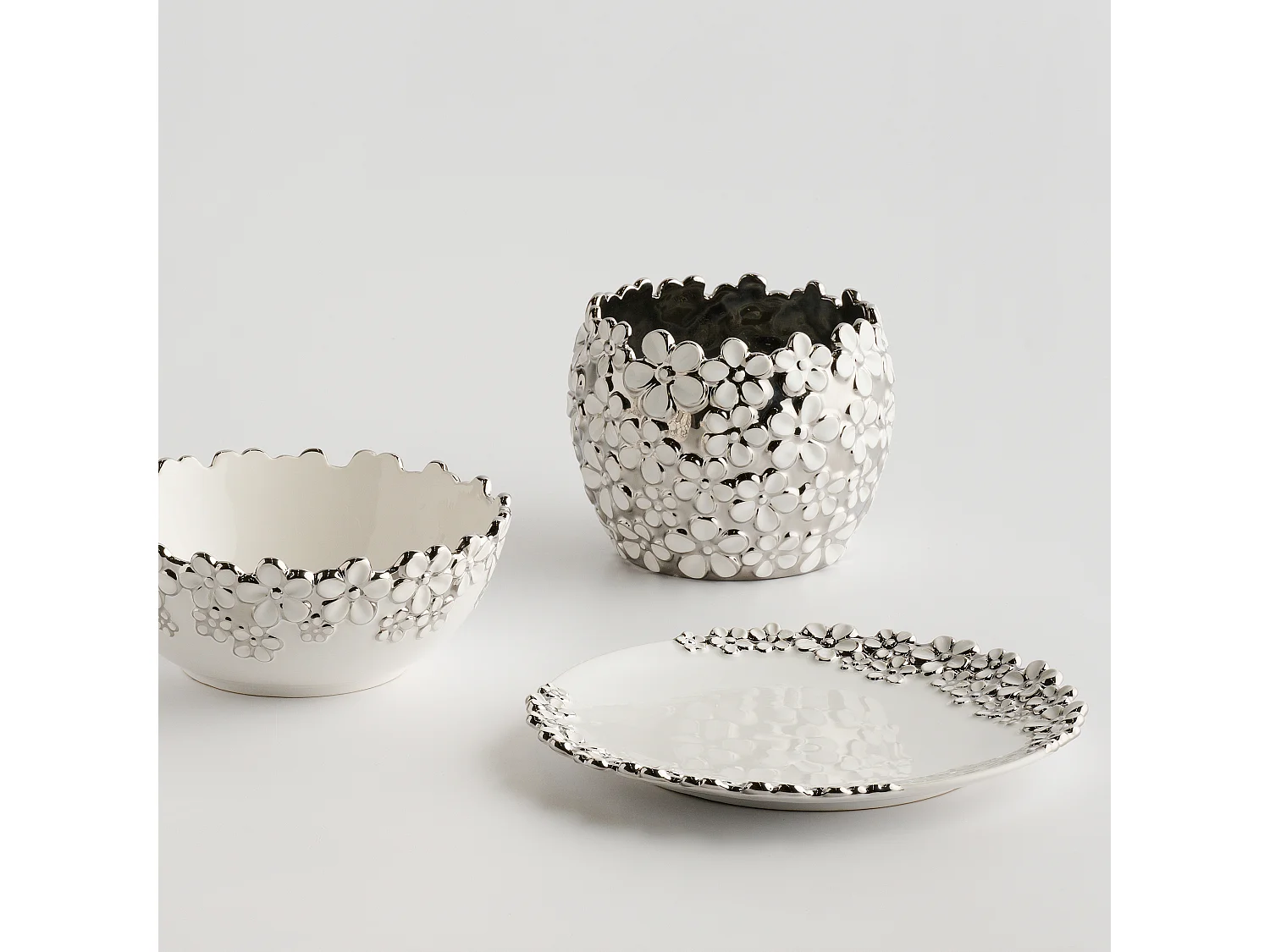 Bol Décoratif Flosales Blanc Moyen en Dolomite 9.5 x 24.5
