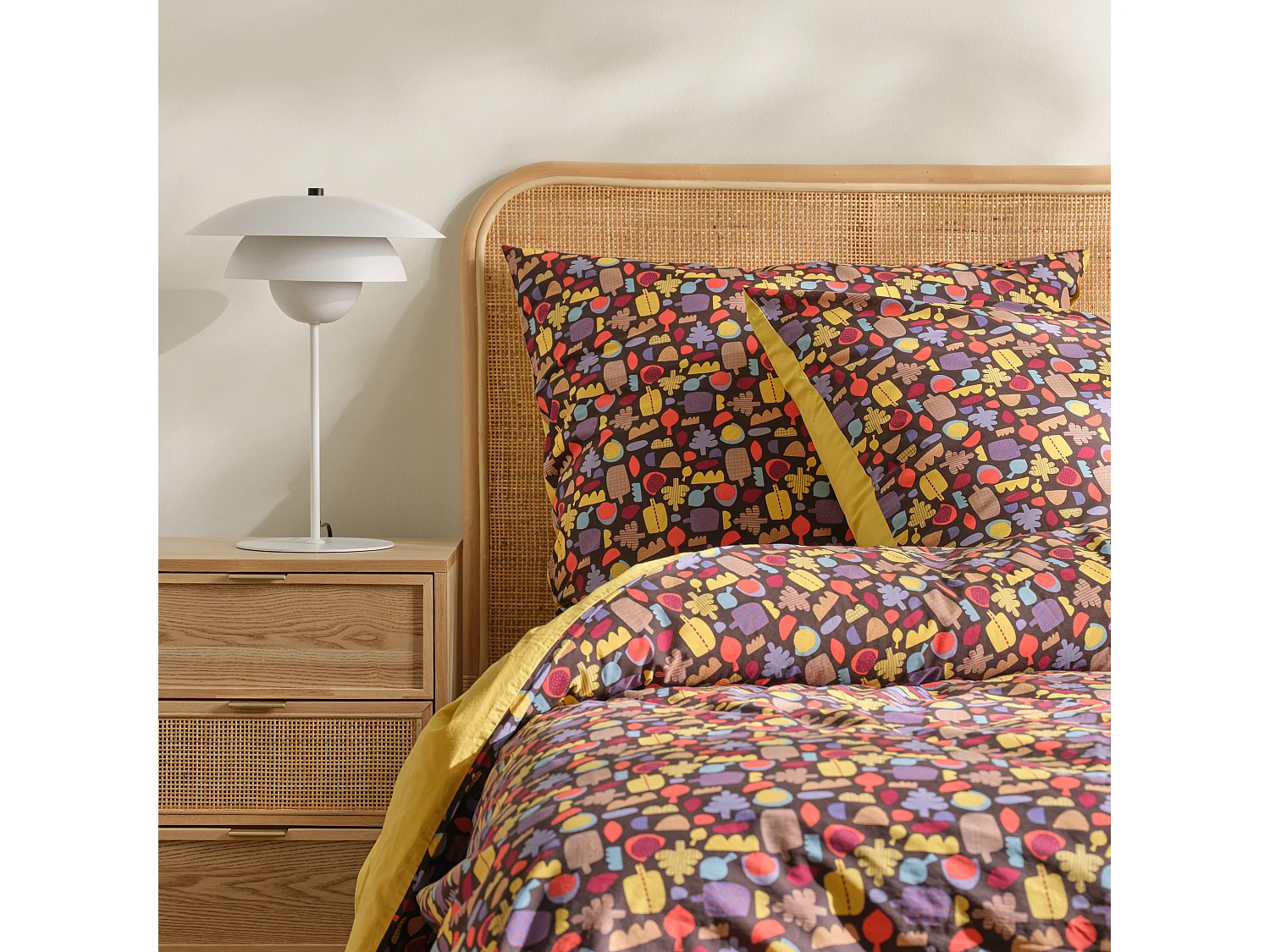 Parure de lit Skautumn brun foncé coton 200x220