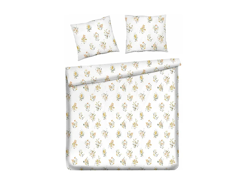 Parure de lit Senita Blanc Satin de Coton 200x220