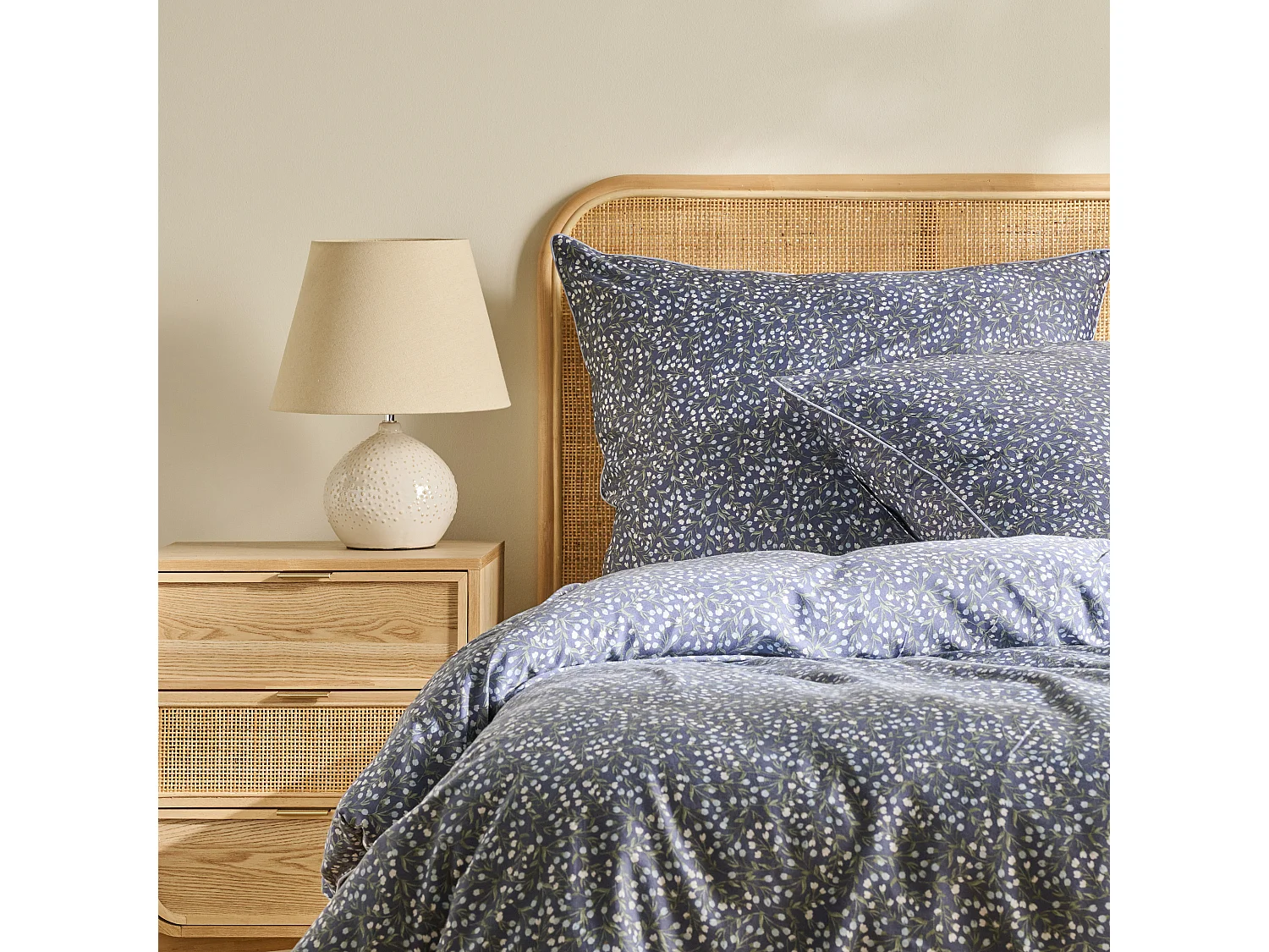 Parure de lit Crisenta Bleu Moyen Satin de Coton 200 x 220