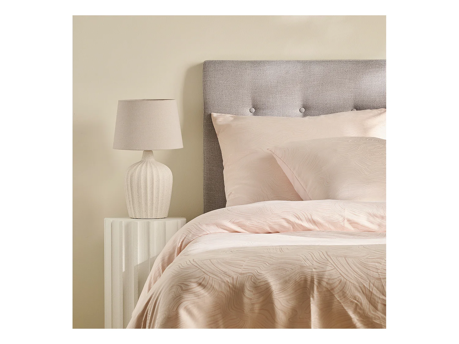 Parure de lit Linno Rose Pâle Polyester 160x200