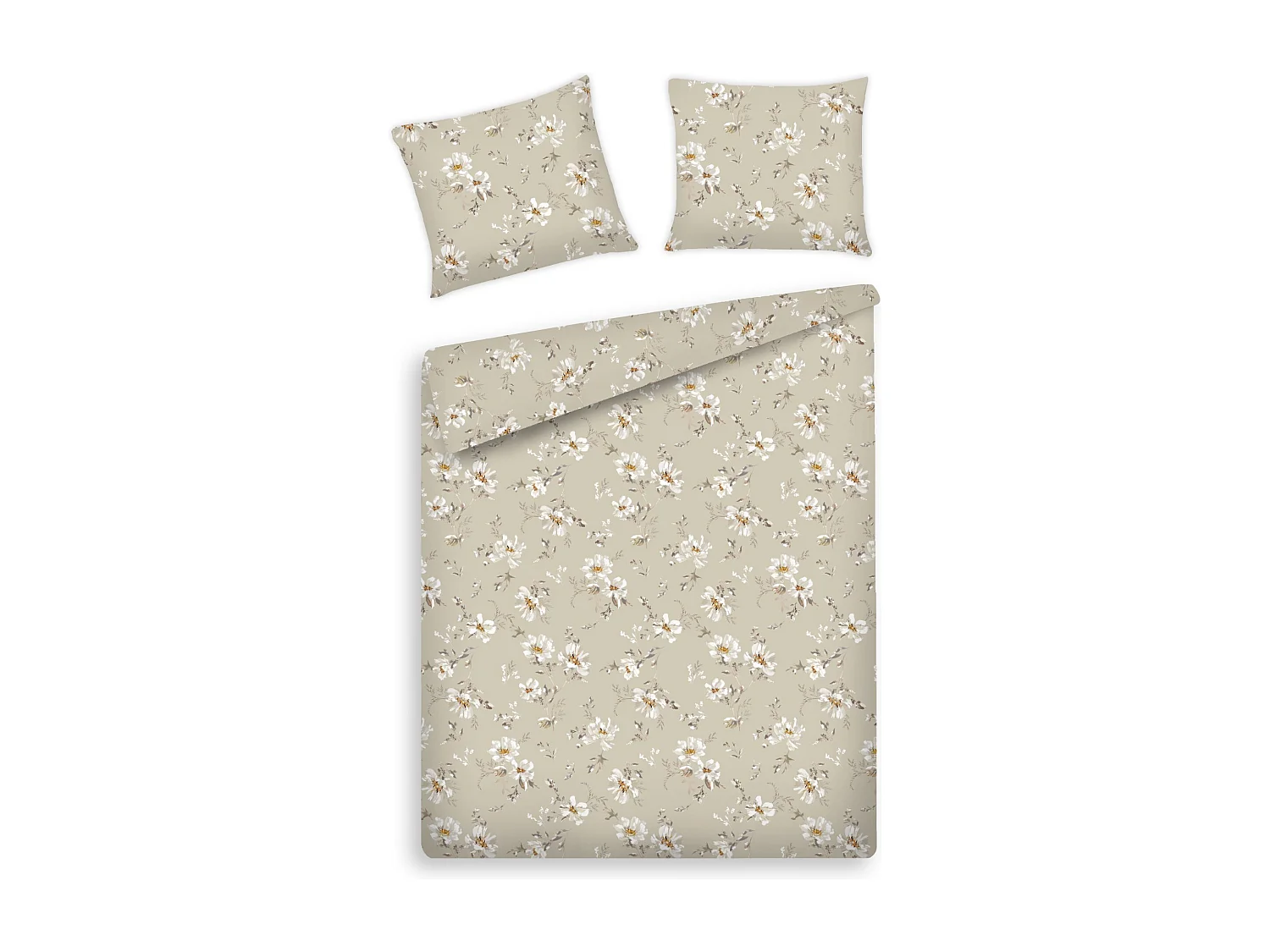 Parure de lit Jasmina beige moyen coton satin 200x220