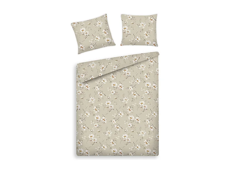 Parure de lit Jasmina beige moyen coton satin 200x220