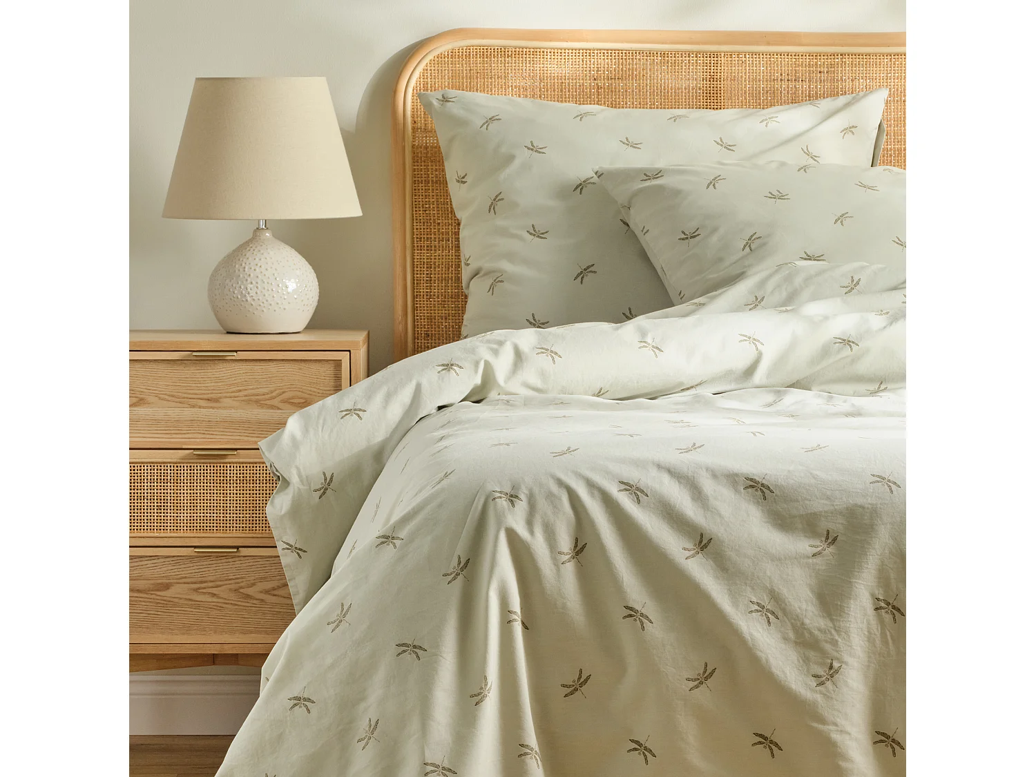 Parure de lit Mojli vert clair coton 200 x 220