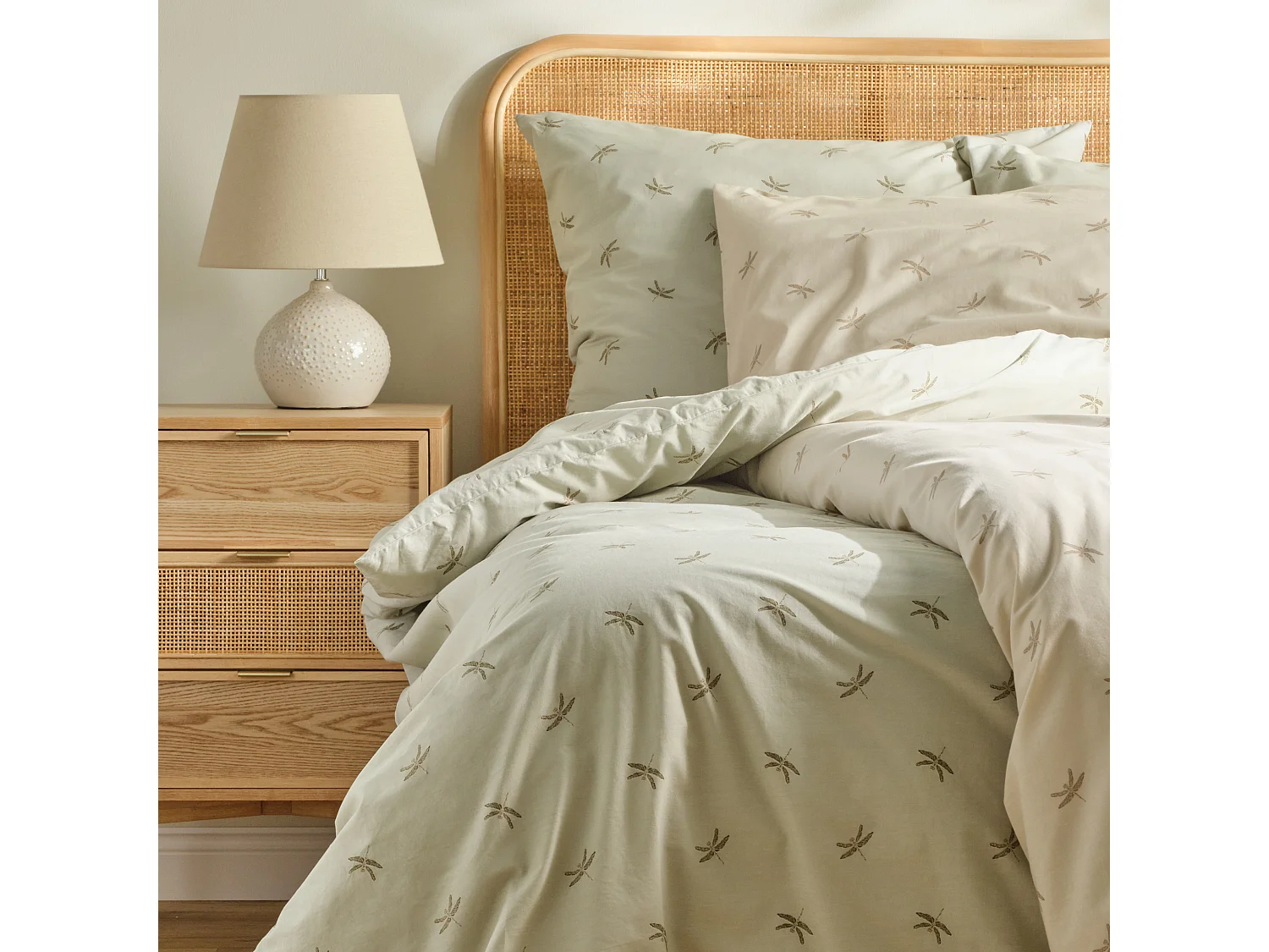 Parure de lit Mojli vert clair coton 200 x 220