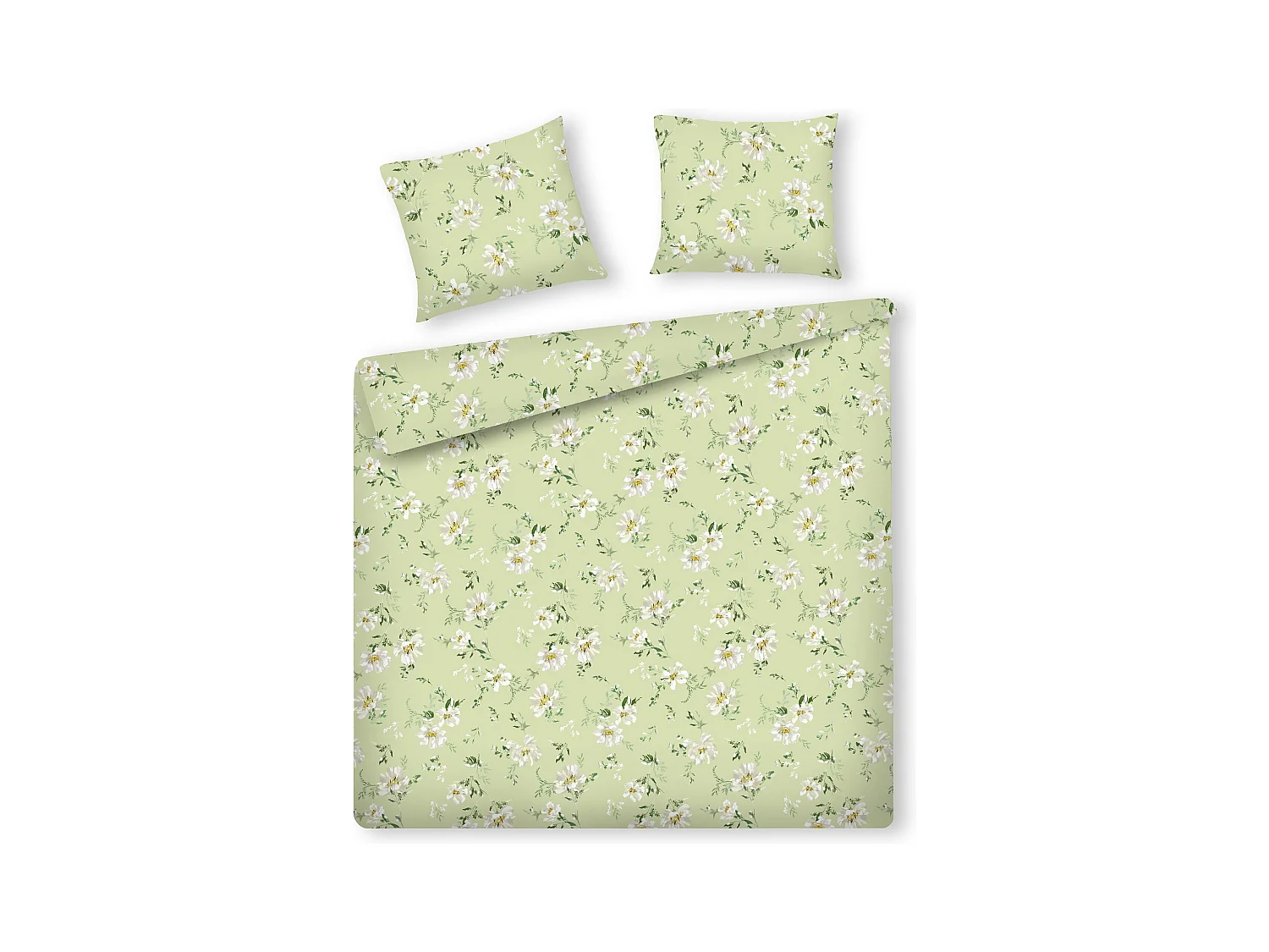 Parure de lit Jasmina vert clair satin de coton 200x220