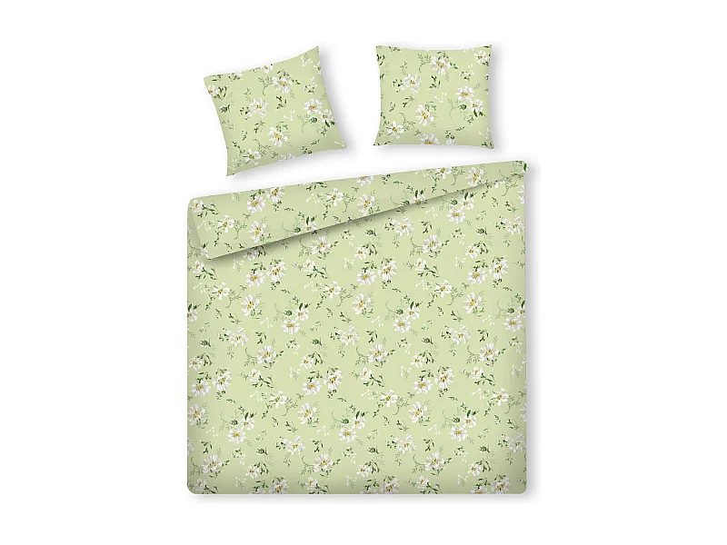 Parure de lit Jasmina vert clair satin de coton 200x220