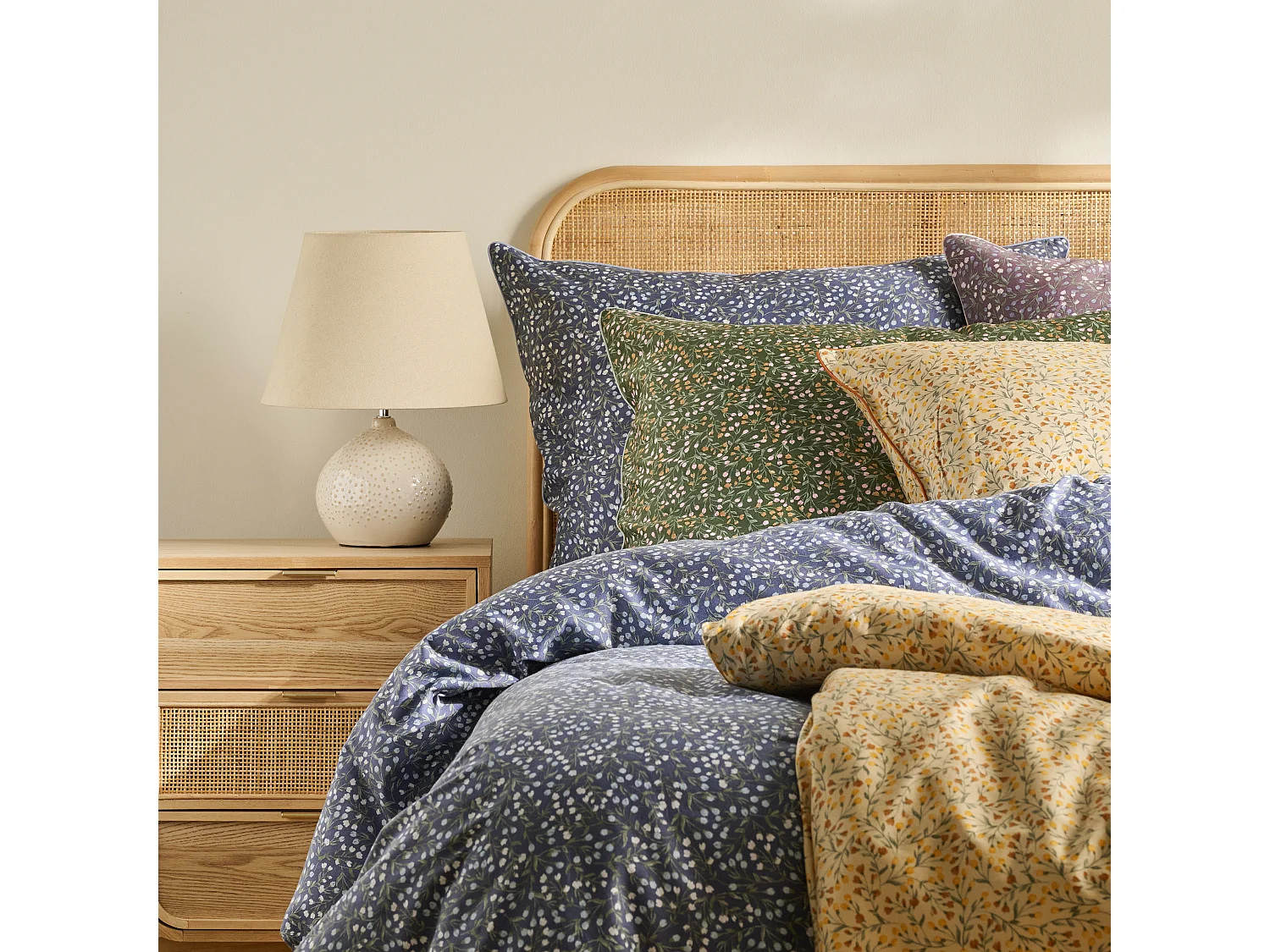 Parure de lit Crisenta bleu moyen satin de coton 160x200