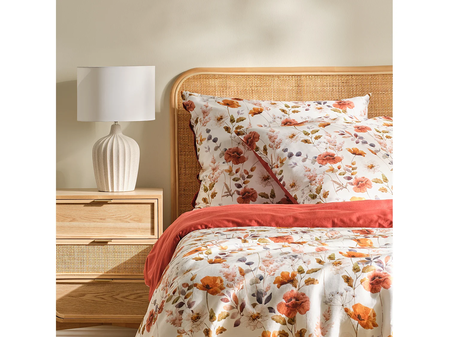 Parure de lit Lorea blanc satin de coton 160x200