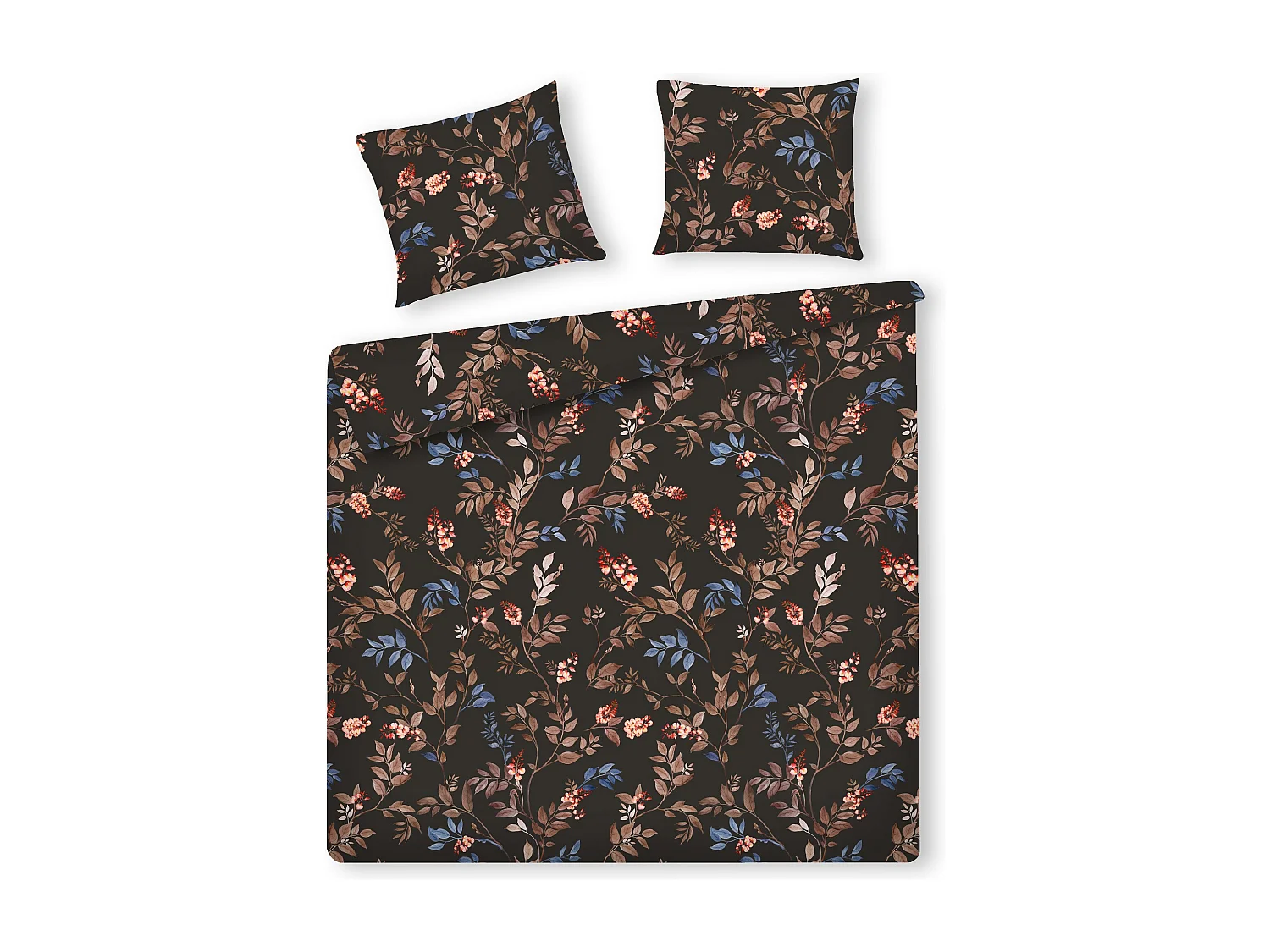 Parure de lit Carmina brun foncé satin de coton 200x220