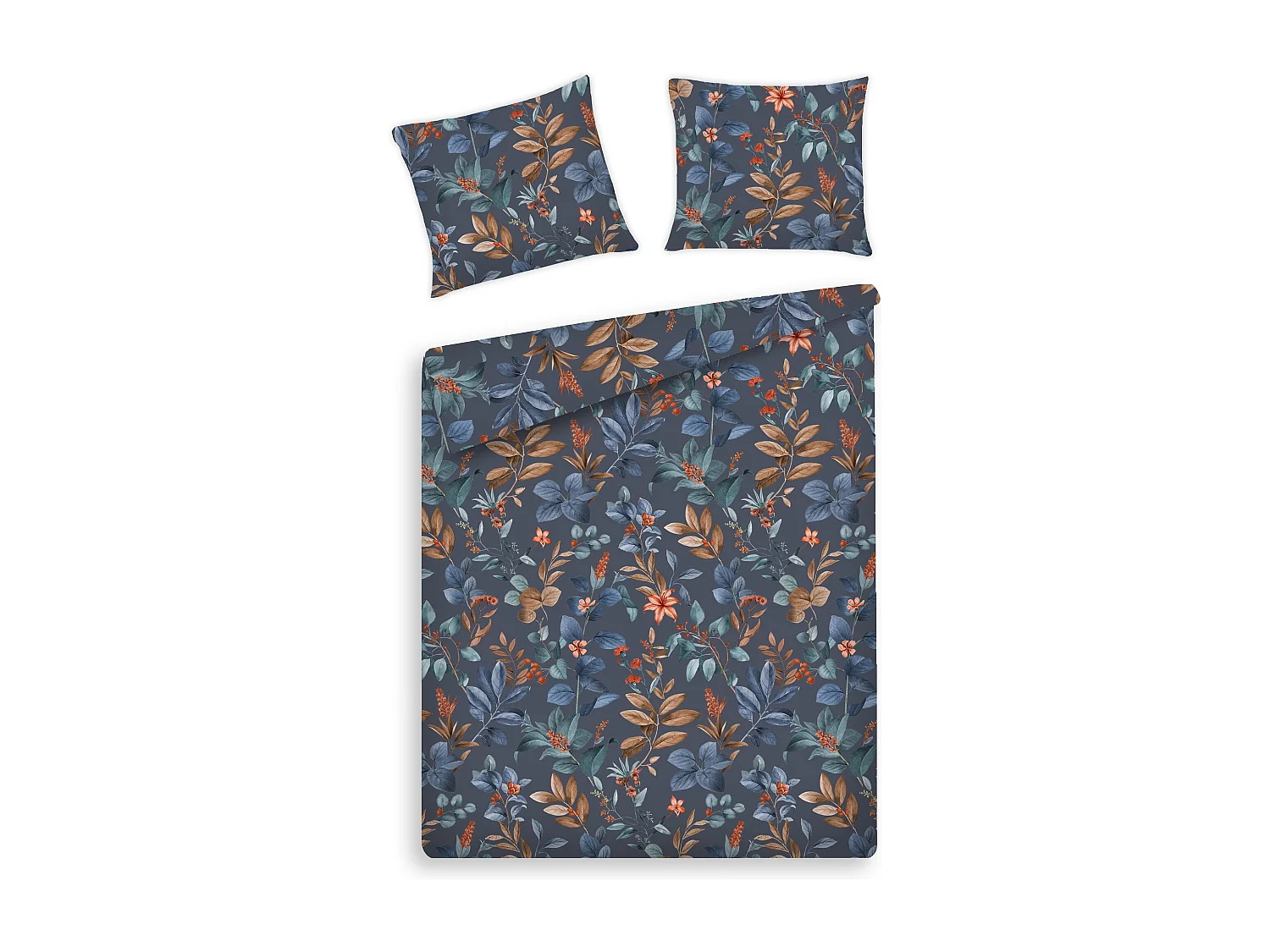 Parure de lit Feriosa bleu foncé satin de coton 160 x 200