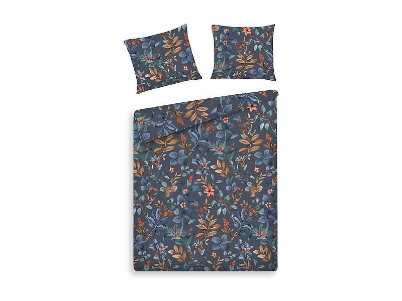 Parure de lit Feriosa bleu foncé satin de coton 160 x 200