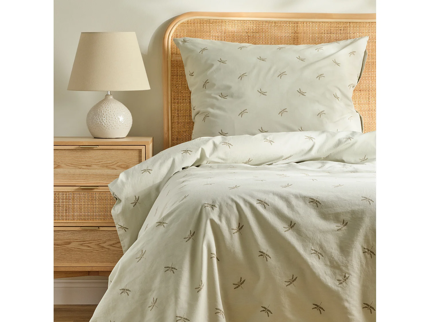 Parure de lit Mojli vert clair coton 140x200