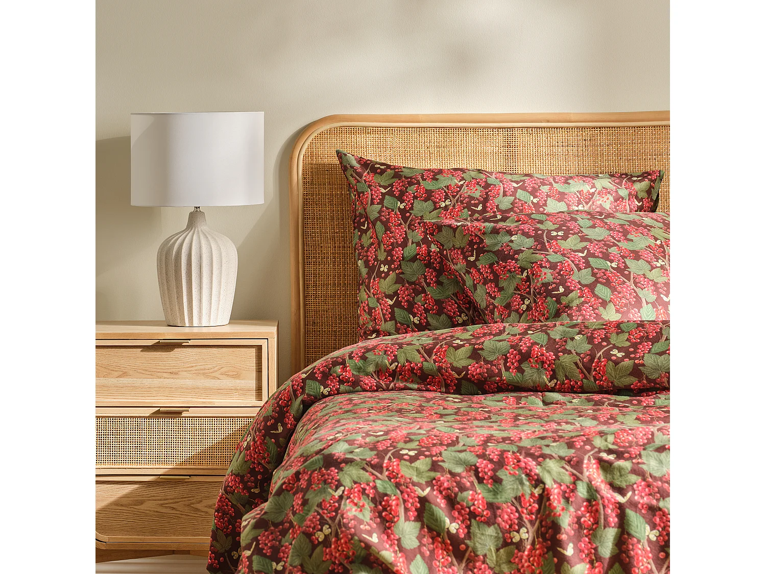 Parure de lit Porishko Rouge Foncé Satin de Coton 160x200