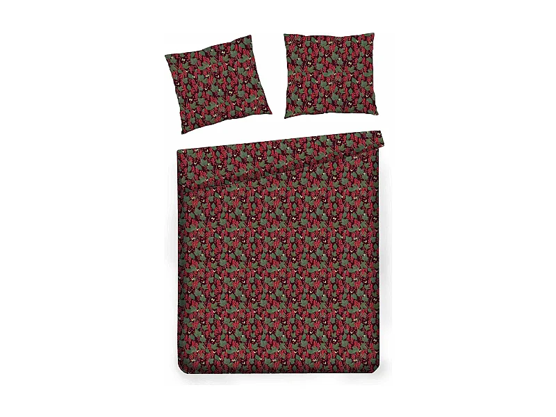 Parure de lit Porishko Rouge Foncé Satin de Coton 160x200