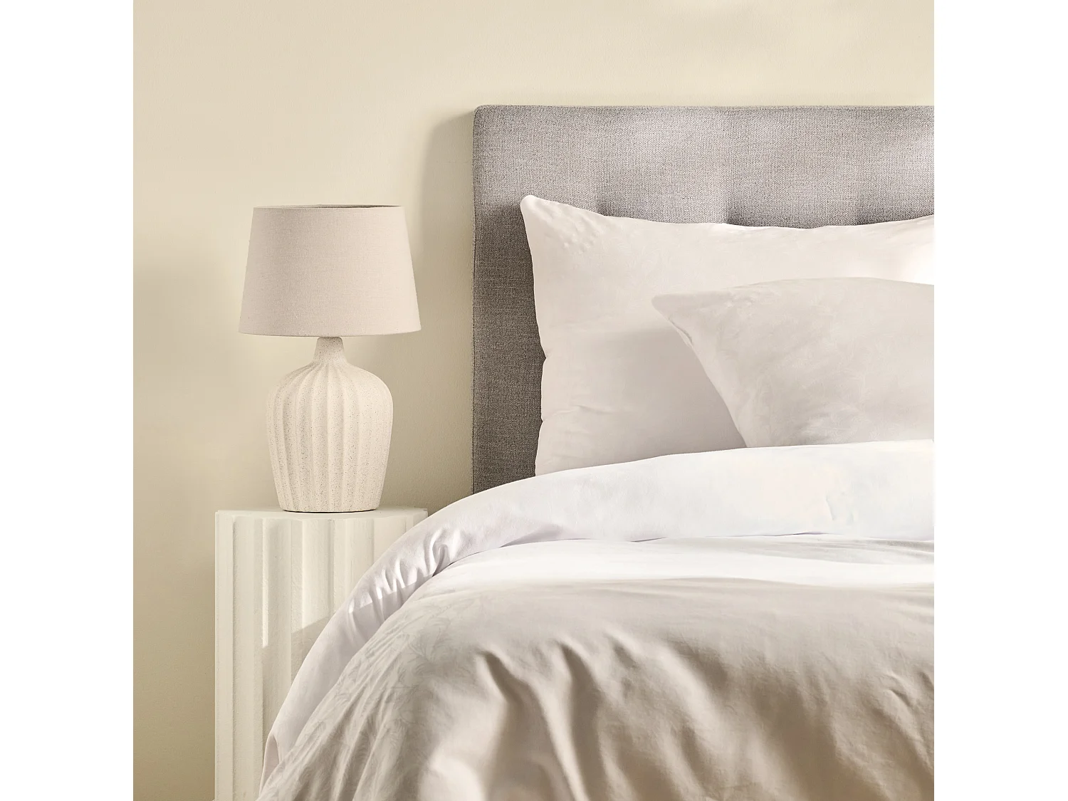 Parure de lit Lorianna Blanc Satin de Coton 200x220