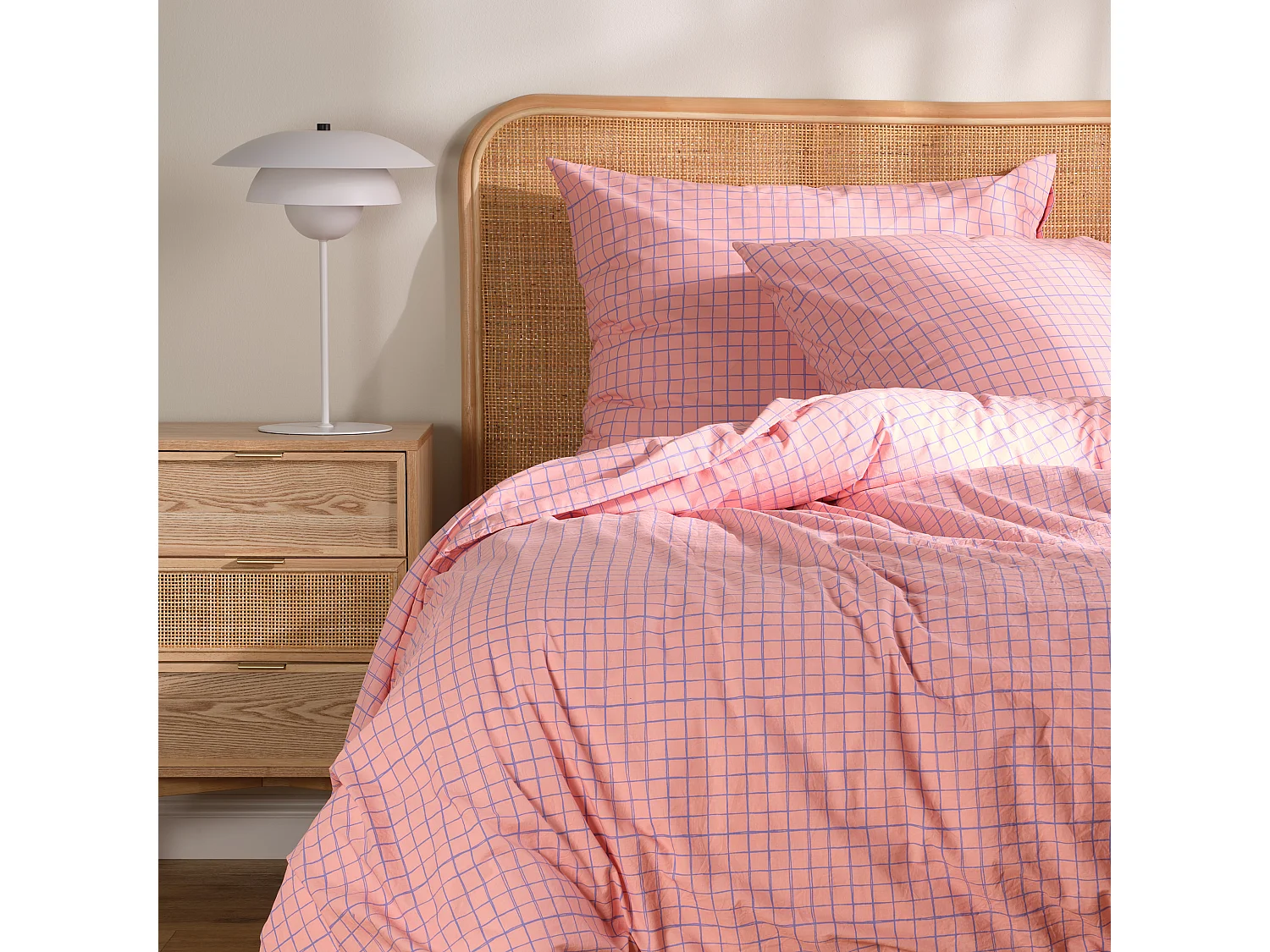 Parure de lit Silecio Rose Coton 160x200