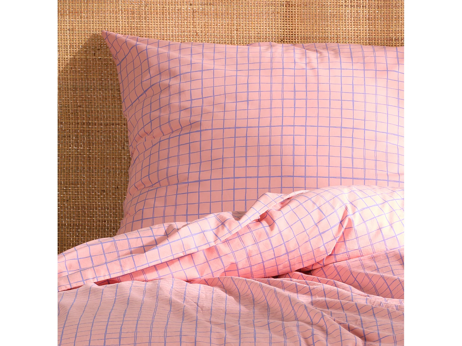 Parure de lit Silecio Rose Coton 160x200