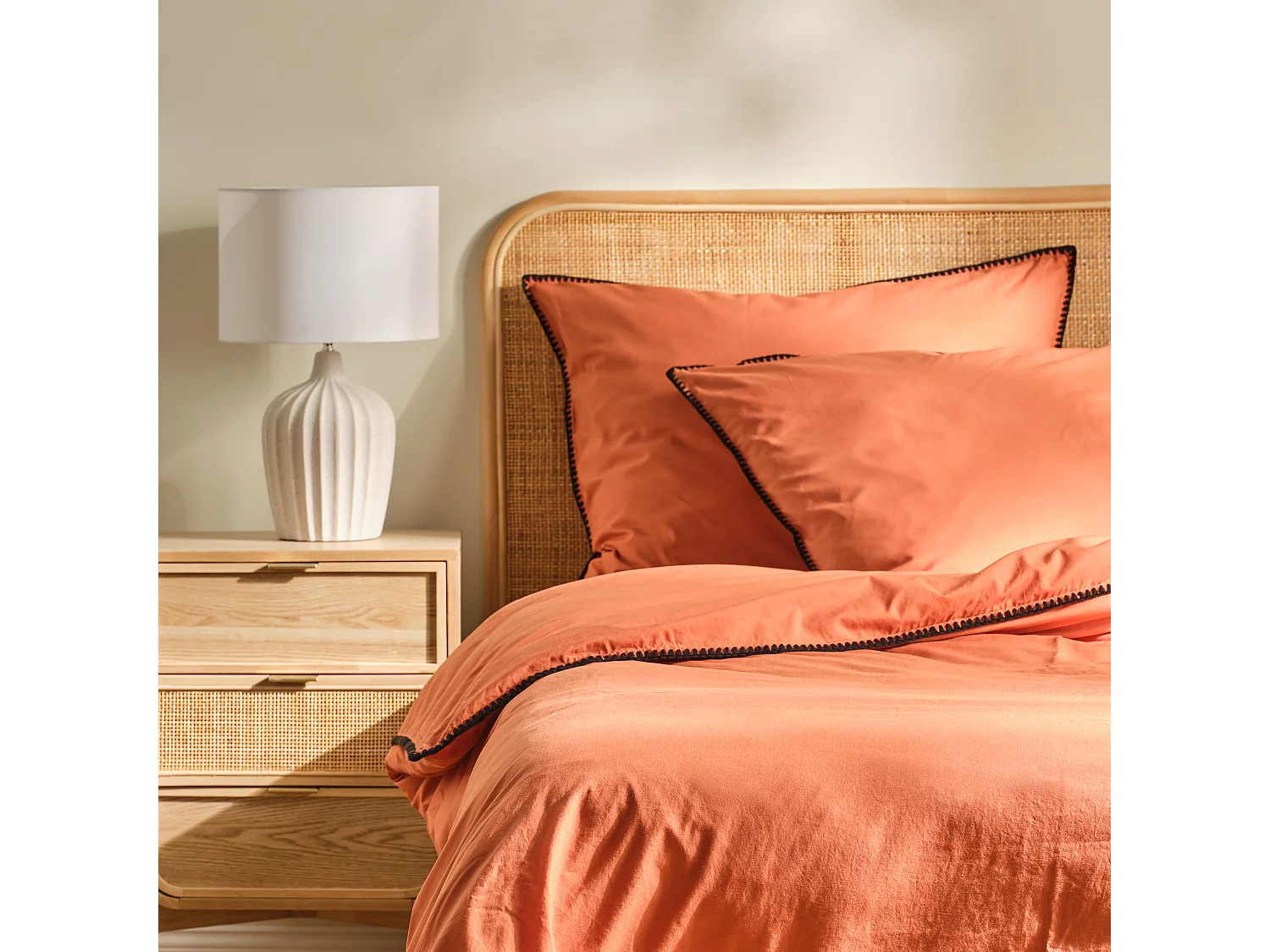 Parure de lit Tanger Orange Foncé Coton 160x200