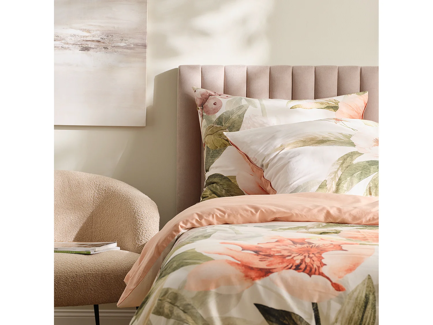 Parure de lit Magretta Blanc Satin Coton 200x220