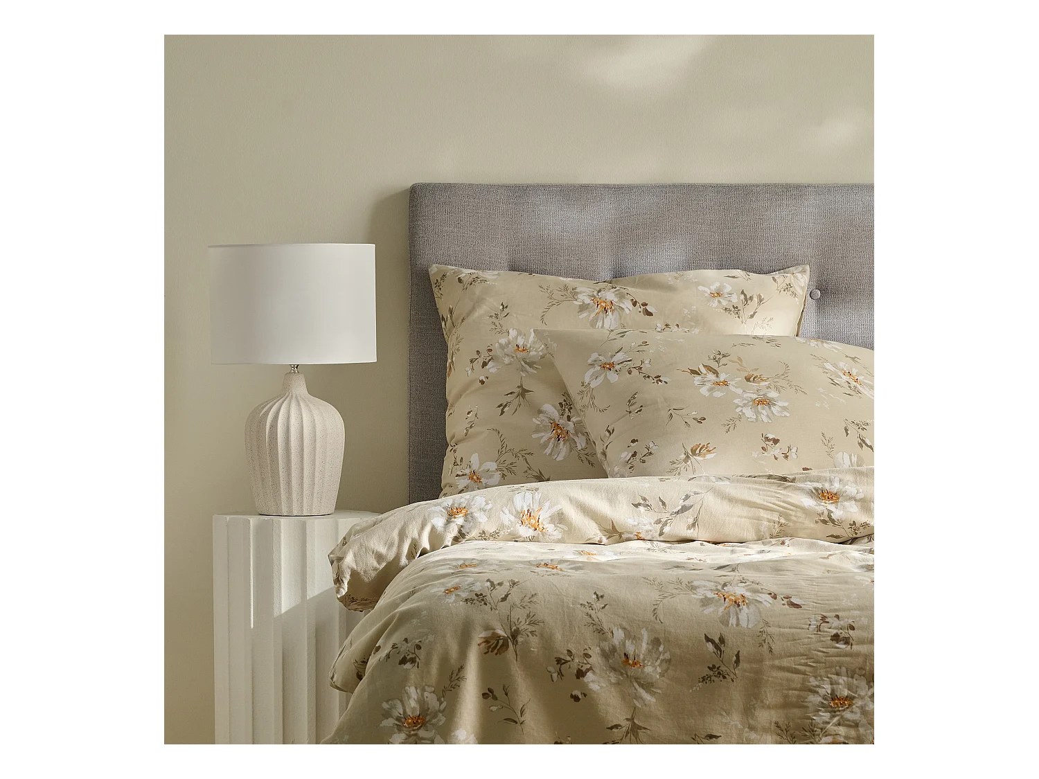 Parure de lit Jasmina beige moyen satin de coton 160x200