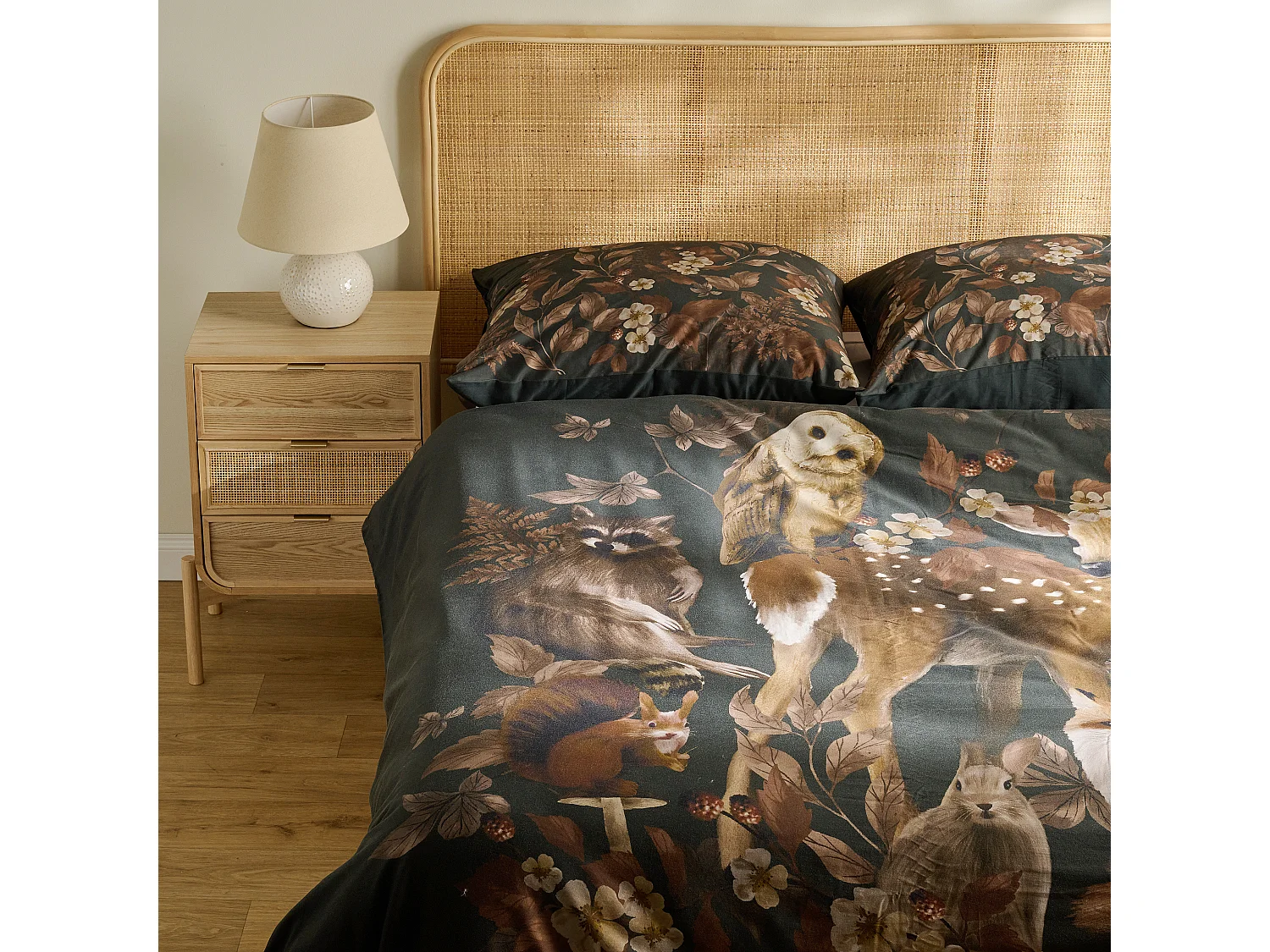 Parure de lit Vilderis brun foncé coton satin 160 x 200