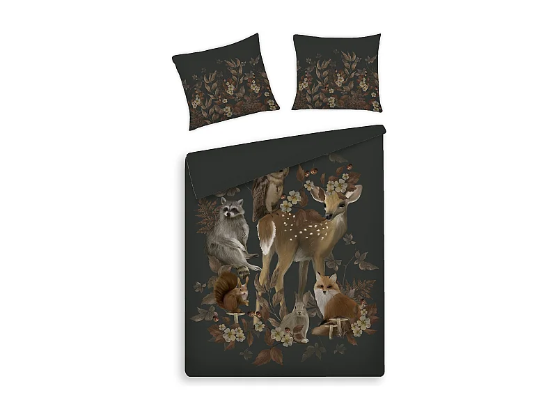 Parure de lit Vilderis brun foncé coton satin 160 x 200