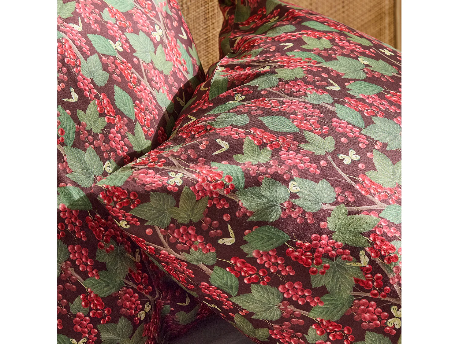 Parure de lit Porishko rouge foncé satin de coton 200x220