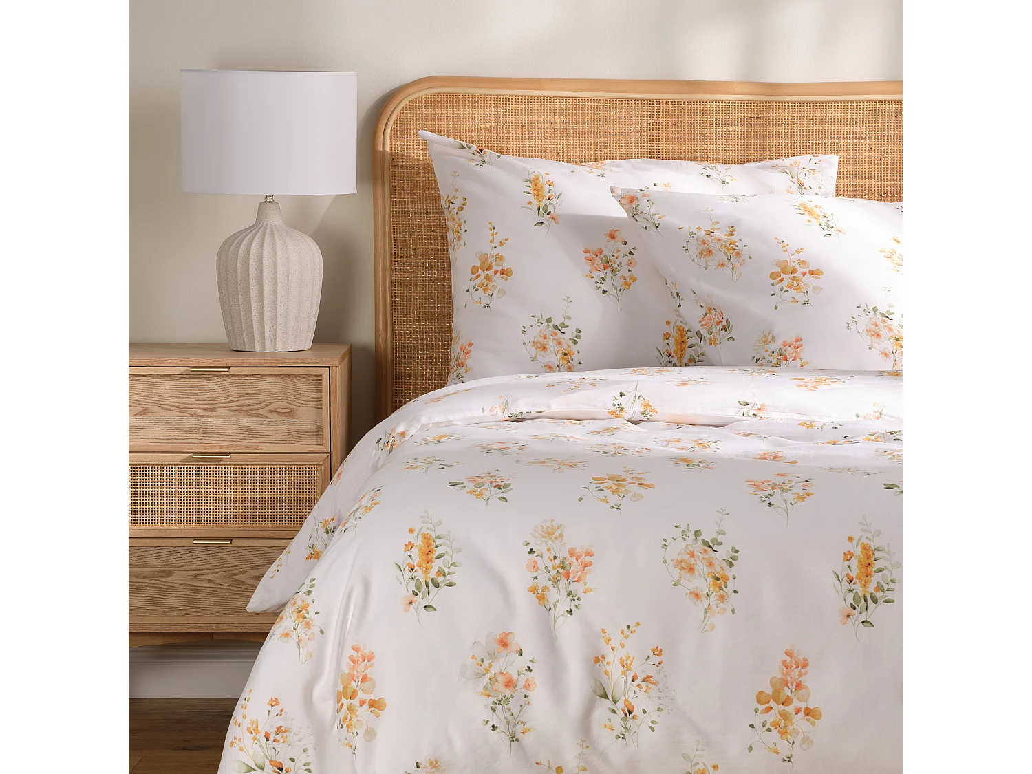 Parure de lit Senita blanc moyen satin de coton 160x200