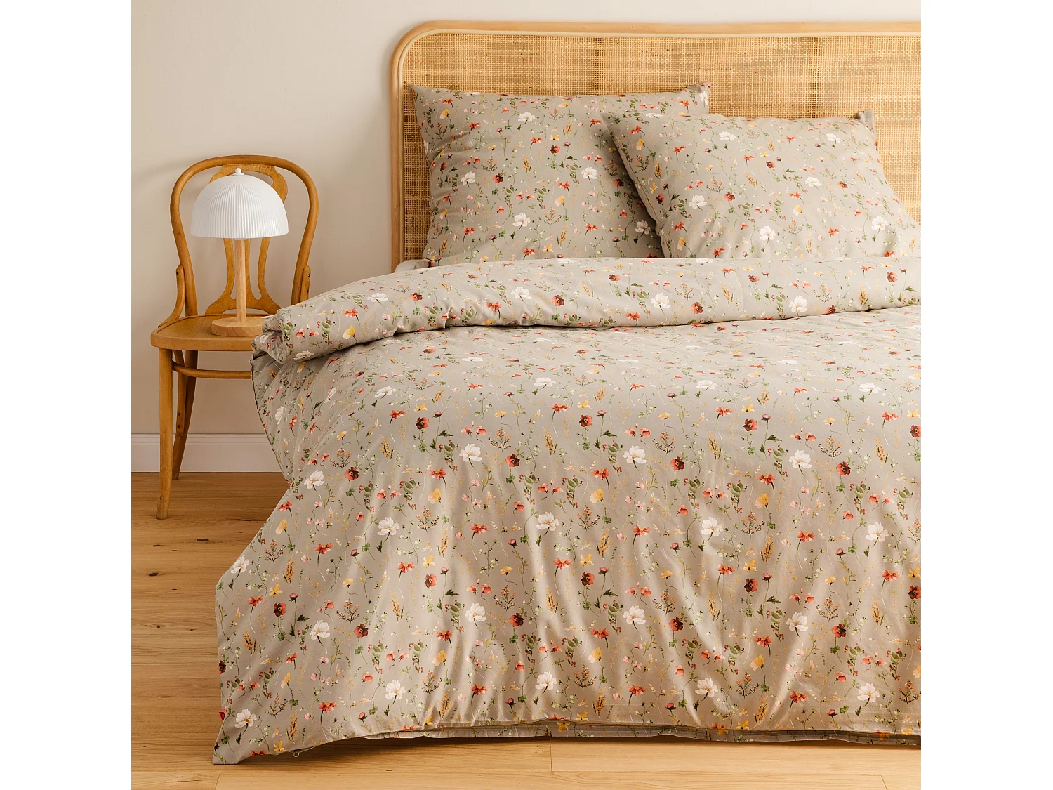 Parure de lit Pradella beige foncé coton 200x220