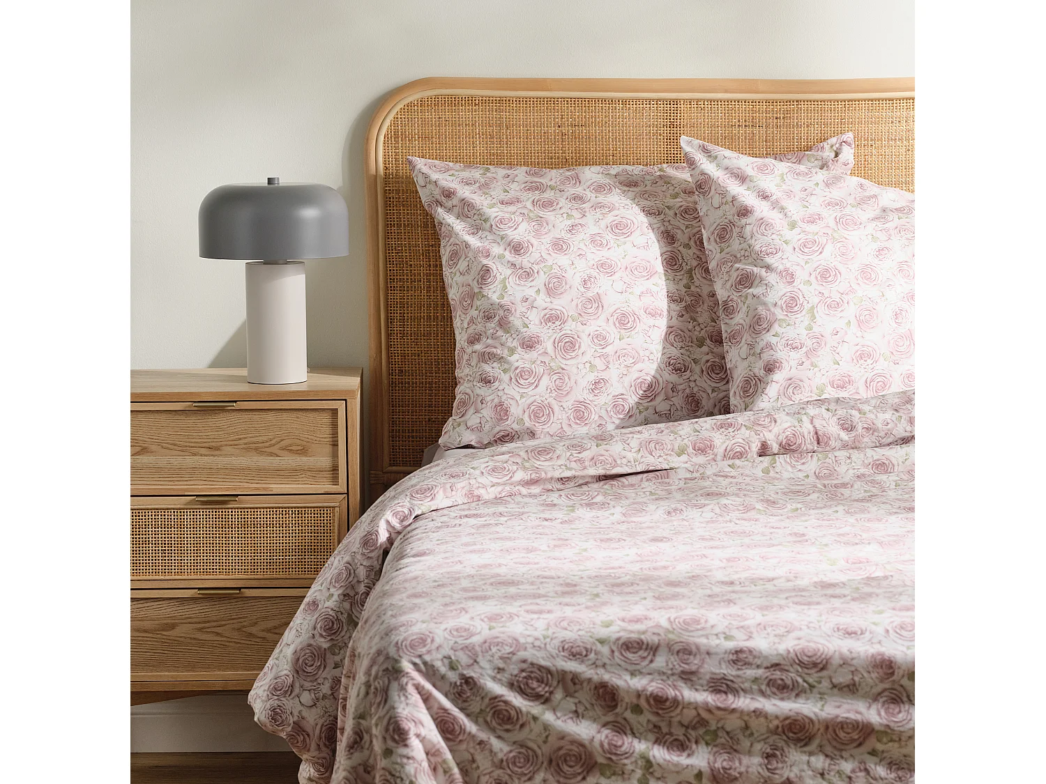 Parure de lit Rosalini Rose Pâle Coton 200 x 220