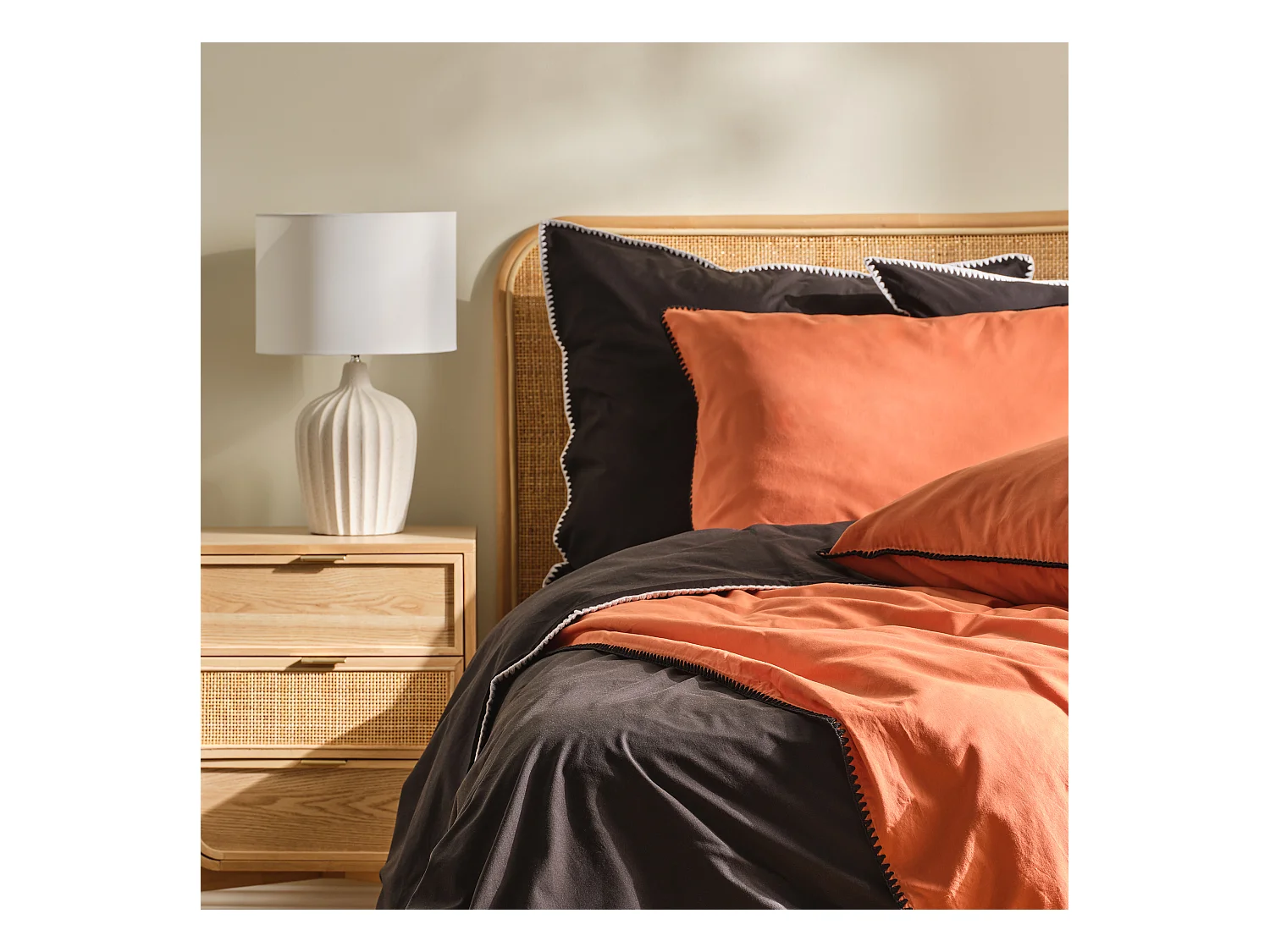 Parure de lit Tanger Orange Foncé Coton 200x220