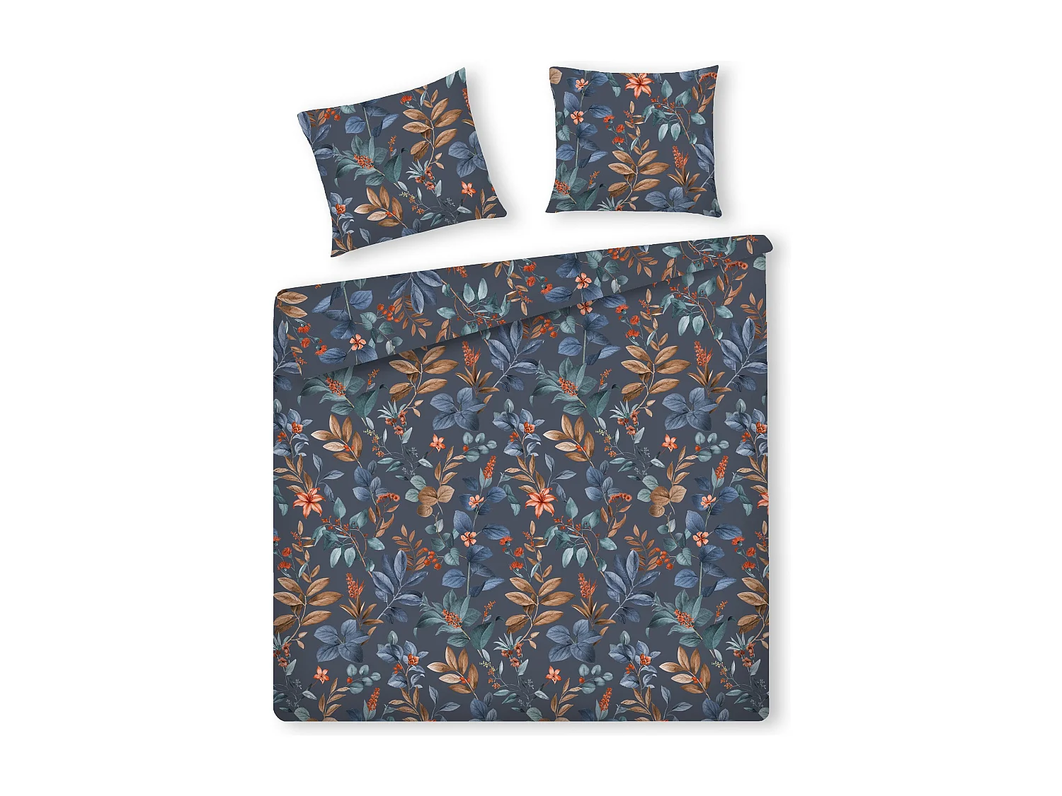 Parure de lit Feriosa bleu foncé satin de coton 200x220