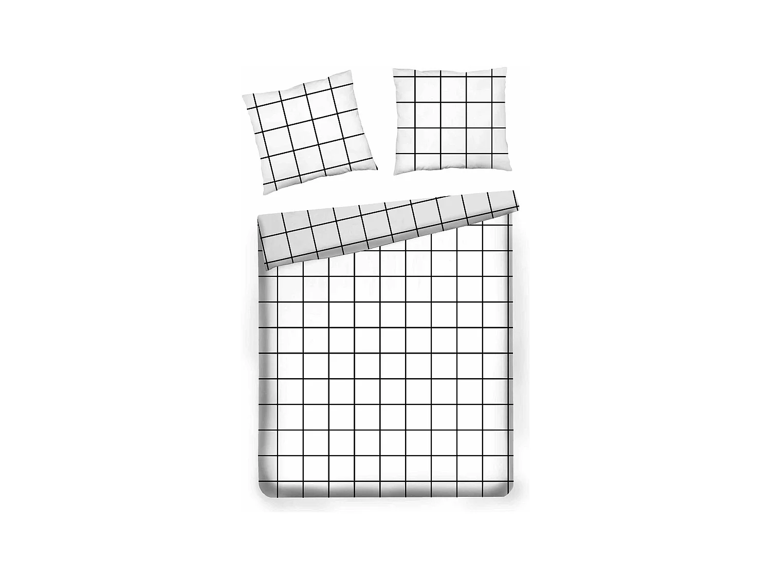 Bettwäsche Gratal 160x200 Mittelweiß mit Schwarzem Gittermuster